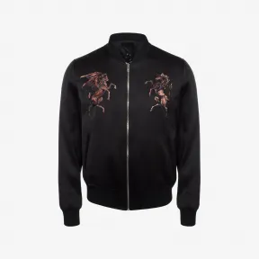 亚历山大麦昆/Alexander McQueen 缎面刺绣飞行员夹克 男士 41704947av 464509QJP091000