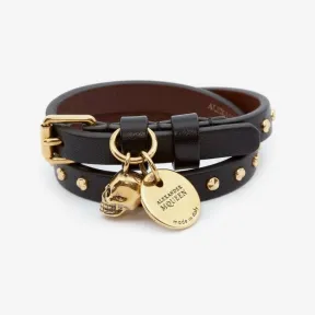 亚历山大麦昆/Alexander McQueen 锤制铆钉双层绕腕手链 男士 5544661AC9T1000