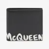 亚历山大麦昆/Alexander McQueen 男士McQueen Graffiti 折叠钱夹黑色/白色 6021371AAMJ1070