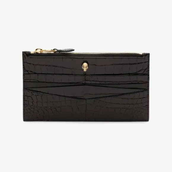 亚历山大麦昆/Alexander McQueen Skull 扁平拉链钱夹 女士 6320361JMFG1050