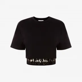 亚历山大麦昆/Alexander McQueen 女士Corset T恤黑色 659979QLACF1000