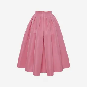 亚历山大麦昆/Alexander McQueen 女式糖粉色缩褶中长半身裙 684284QEACM5003 