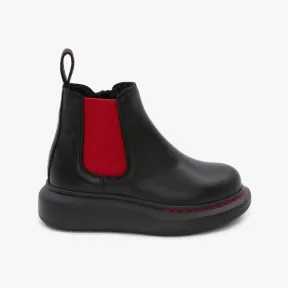 亚历山大麦昆/Alexander McQueen 黑色/欲望红 女士 切尔西靴 687073WIBJ31037 