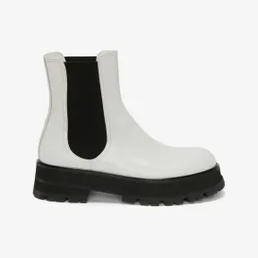 亚历山大麦昆/Alexander McQueen 象牙色/黑色 女士 切尔西靴 700077WIC629360 