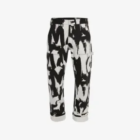 亚历山大麦昆/Alexander McQueen 白/黑 男士 牛仔裤 700483QTY869080 