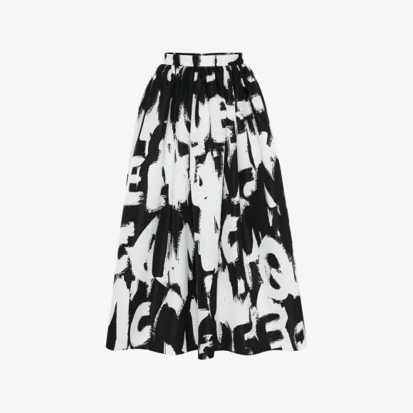 亚历山大麦昆/Alexander McQueen 黑，白 女士 百褶裙 706758QCAFG1090 