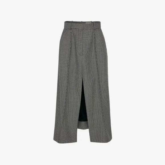 亚历山大麦昆/Alexander McQueen 千鸟格羊毛A字半身裙 女士 706764QJAC01080