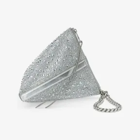 亚历山大麦昆/Alexander McQueen 女士 The Curve 银色手拿包 7078391YB738300 812850403