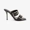 亚历山大麦昆/Alexander McQueen 黑色/银色 女士 穆勒鞋 709990WHSWD1081 