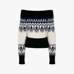 亚历山大麦昆/Alexander McQueen 象牙色/黑色 女士 毛衣 710206Q1A279093 