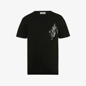 亚历山大麦昆/Alexander McQueen 黑色/象牙色 男士 T恤 710937QTZ320901 