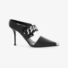 亚历山大麦昆/Alexander McQueen 黑色/银色 女士 穆勒鞋 718867WIA3E1081 