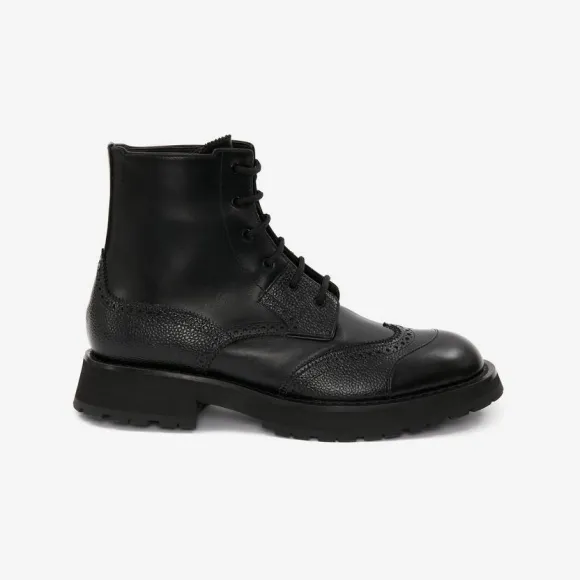 亚历山大麦昆/Alexander McQueen 男士黑色朋克工装靴 727824WHSWL1000 