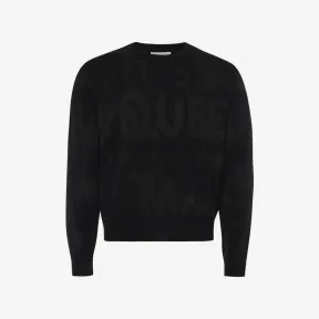 亚历山大麦昆/Alexander McQueen 男士黑色 McQueen 涂鸦提花毛衣 729280Q1XGM1000 