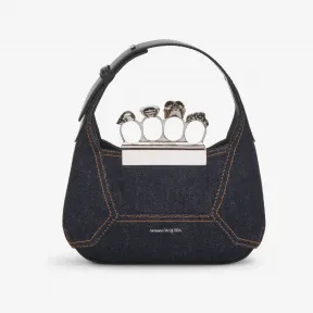 亚历山大麦昆/Alexander McQueen 女士Jewelled Hobo迷你手袋牛仔色 7311361YBE74290