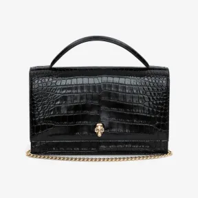 亚历山大麦昆/Alexander McQueen 女士黑色顶部提手骷髅包 7327981HB0G1000 812849985
