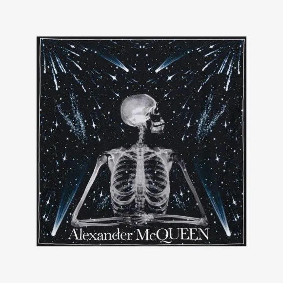 亚历山大麦昆/Alexander McQueen 女式黑色/白色 Celestial Skeleton 方巾 7336243001Q1077 811204503