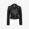 亚历山大麦昆/Alexander McQueen 女式黑色/银色孔眼短款机车夹克 733997Q5AKM1038 