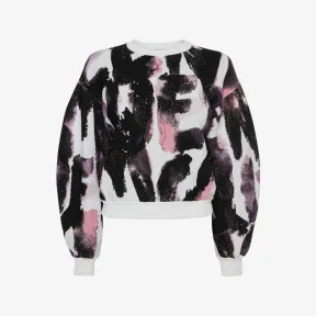 亚历山大麦昆/Alexander McQueen 女式白色/多色 Watercolor Graffiti 提花套头衫 734714Q1A5H9903 