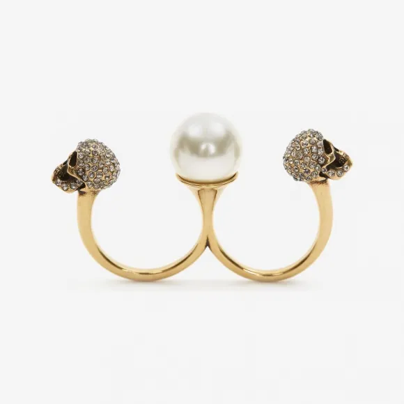 亚历山大麦昆/Alexander McQueen 女士珍珠骷髅双环古金 734749I170A2375 