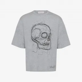 亚历山大麦昆/Alexander McQueen 男士SkullT恤灰白色 735266QUZ430902
