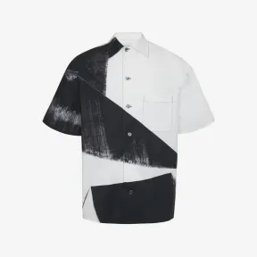 亚历山大麦昆/Alexander McQueen 男士黑色/白色 Brushstroke 夏威夷衬衫 735314QUO821080 
