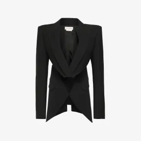 亚历山大麦昆/Alexander McQueen 女式黑色裁剪裁剪夹克 741584QJACX1000 