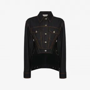 亚历山大麦昆/Alexander McQueen 女士斜纹牛仔外套深海军蓝 744929QMACD4158