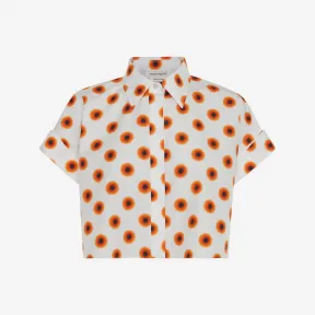 亚历山大麦昆/Alexander McQueen 女士Iris短款衬衫白色/日落橙 747817QDAMI7049