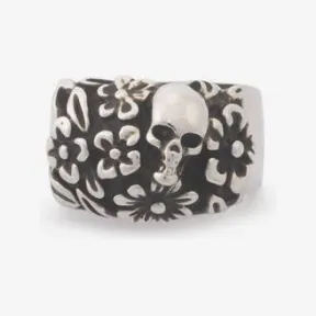 亚历山大麦昆/Alexander McQueen 男士古银花卉骷髅戒指 748204J160Y0446 
