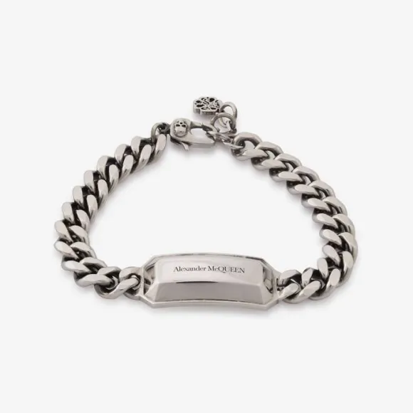 亚历山大麦昆/Alexander McQueen 男士古董银质 The Chain Medallion 手链 748240J160Y0446 813023104