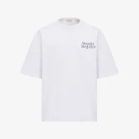 亚历山大麦昆/Alexander McQueen 男士白色 Explored Logo T 恤 750655QVZ060900 
