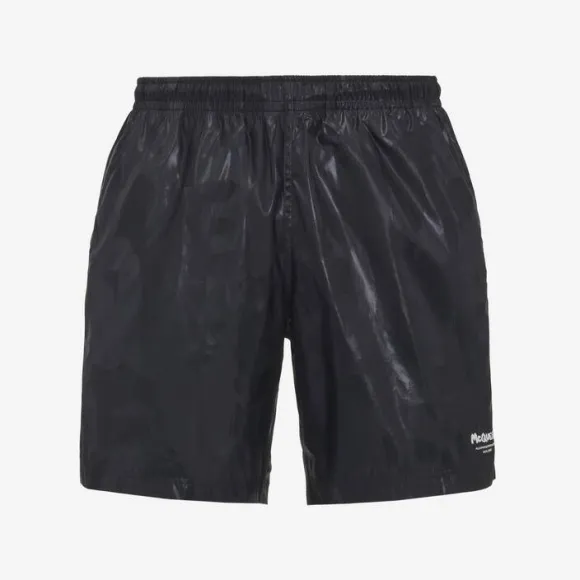 亚历山大麦昆/Alexander McQueen 男士黑色 McQueen 涂鸦泳裤 7509904423Q1078 