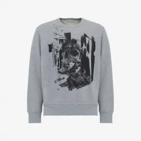 亚历山大麦昆/Alexander McQueen 男士Skull拼贴卫衣浅灰色 752041QVZ190902