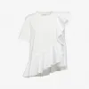 亚历山大麦昆/Alexander McQueen 女士Hybrid荷叶边T恤光学白色 754934QLACU9000
