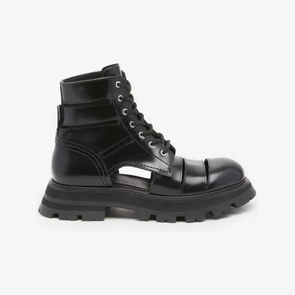 亚历山大麦昆/Alexander McQueen 女式黑色 Wander 系带靴 755644WIDU01000 