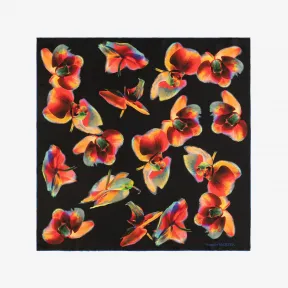 亚历山大麦昆/Alexander McQueen 女士Orchid丝巾黑色/红色 7570993001Q1074