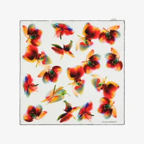 亚历山大麦昆/Alexander McQueen 女士象牙色/红色兰花方巾 7570993001Q9274 813100496