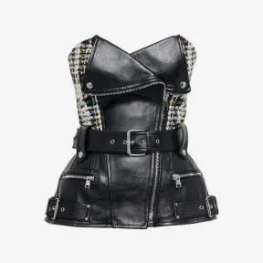 亚历山大麦昆/Alexander McQueen 女式黑色/多色 Hybrid 机车紧身胸衣 757786Q5ALS1012 