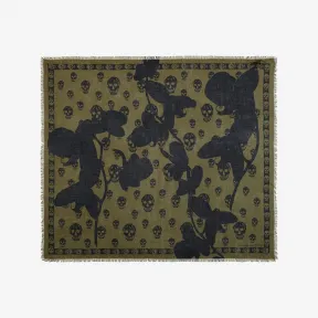 亚历山大麦昆/Alexander McQueen 男士Orchid Classic Skull丝巾鲜红色/黑色 7581894943Q6460