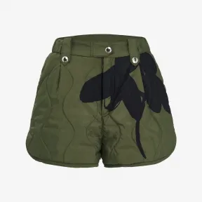 亚历山大麦昆/Alexander McQueen 女士Orchid绗缝短裤卡其色/黑色 766579QZAJ93183