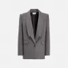 亚历山大麦昆/Alexander McQueen 女式灰色/象牙色倒翻领夹克 768545QJAD31157 768545QJAD31157