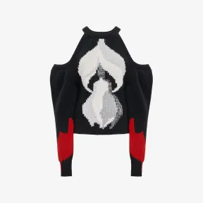 亚历山大麦昆/Alexander McQueen 女式黑色/红色/灰色颠倒兰花毛衣 768794Q1A7D1179 768794Q1A7D1179