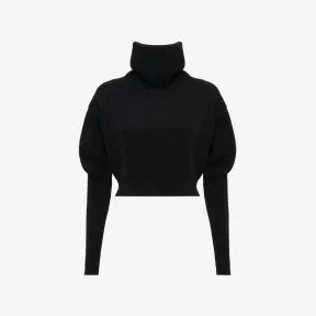 亚历山大麦昆/Alexander McQueen 女式黑色漏斗领针织毛衣 768796Q1A7F1000 768796Q1A7F1000