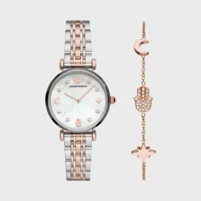 阿玛尼/Armani 满天星镶钻石英腕表手链组合套装丨礼盒套装- AR80037_NLP