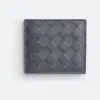 葆蝶家/Bottega Veneta 闪电灰 / 泳池蓝 100% 牛皮革 男士 配零钱包双折钱包 605722VCPQ61249