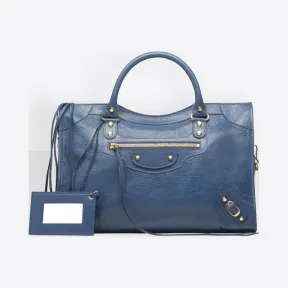 巴黎世家/Balenciaga Classic金色都市包 - DEEP BLUE | 女士全新Classic City 手袋 115748-D94JG-4222