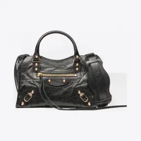 巴黎世家/Balenciaga 煤炭色 Classic Gold Mini City手袋 45353273hd