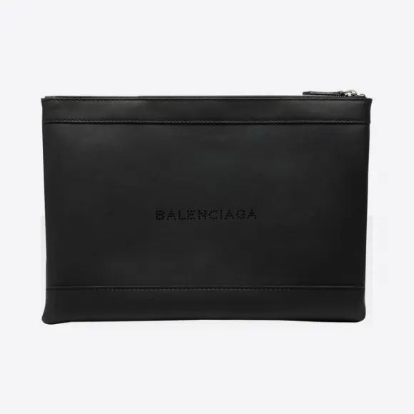 巴黎世家/Balenciaga 黑色 Navy Leather Clip L 45396347ik