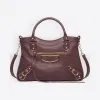 巴黎世家/Balenciaga Classic金属饰边都市包 - 勃艮第色 | 女士Metallic Edge 手提包 390149-AQ41G-6265
